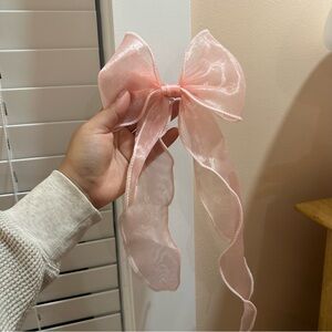 elegant light soft pink sheer transparent bow hair clip